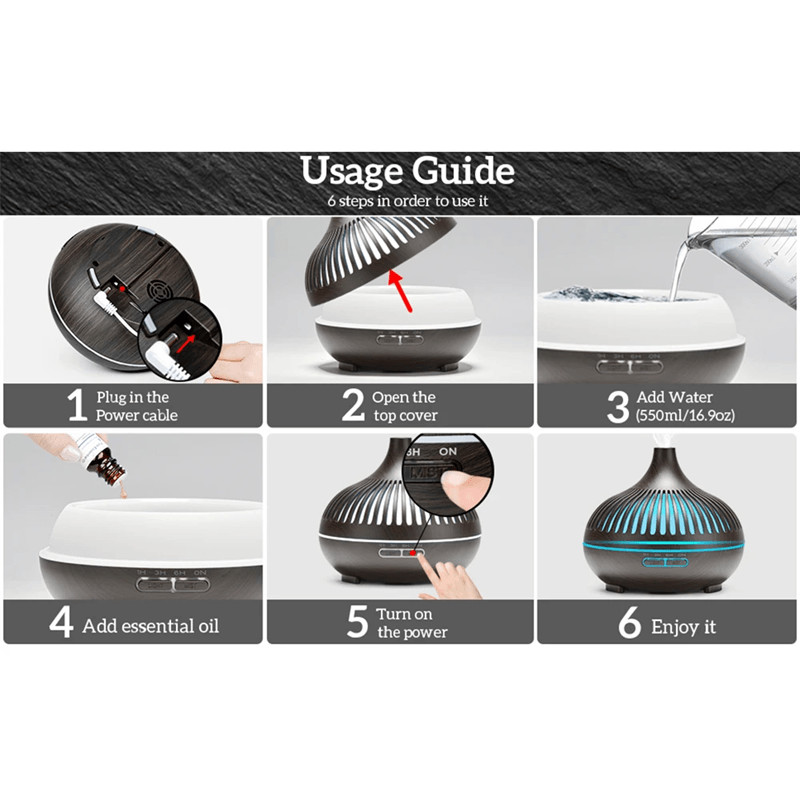 ZenMist 500ML Ultrasonic Essential Oil Diffuser With Remote Control  LED Light 4