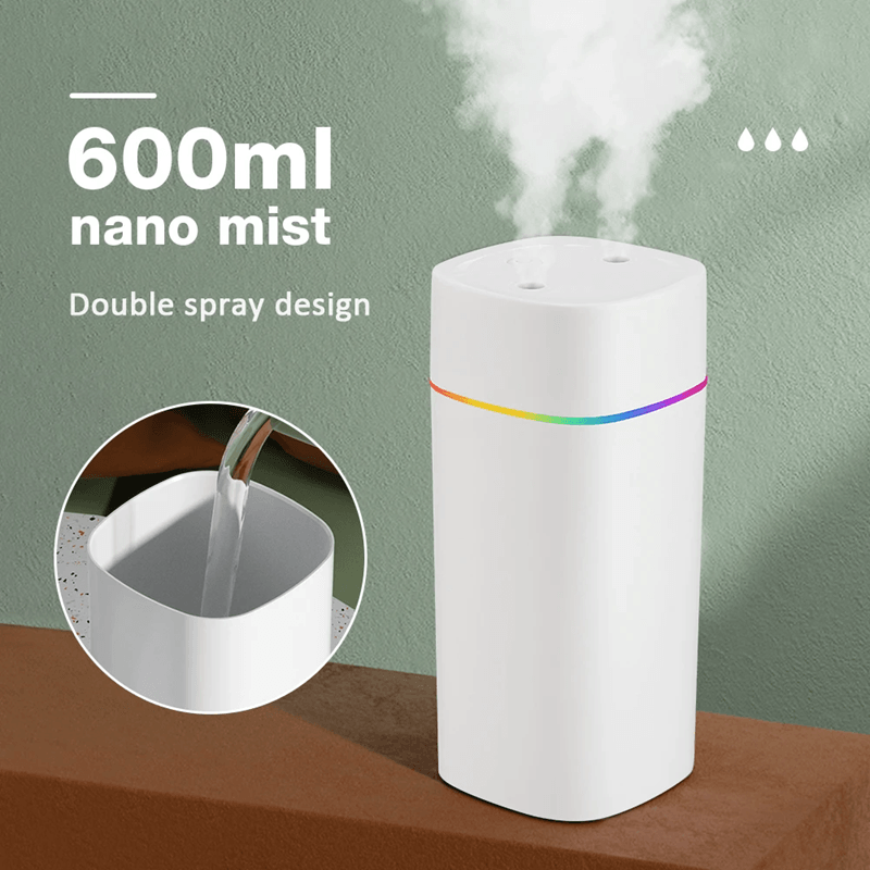 GlowMist 600ML USB Cool Mist Humidifier  Essential Oil Diffuser With Night Light 0