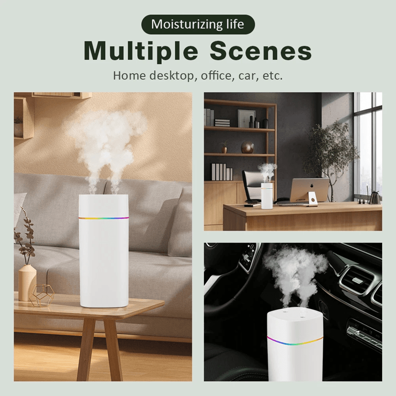 GlowMist 600ML USB Cool Mist Humidifier  Essential Oil Diffuser With Night Light 4