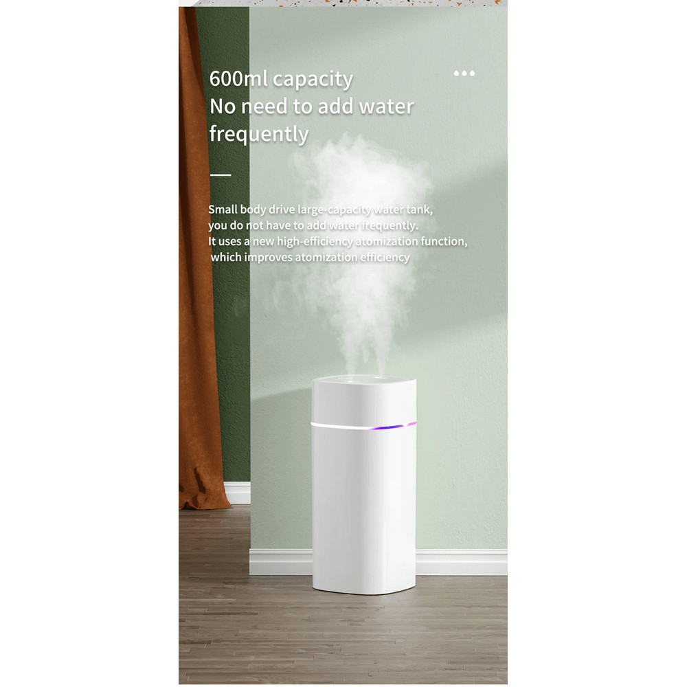 BreezeGlow Dual Nozzle USB Humidifier With Aromatherapy And Ambient Light 4