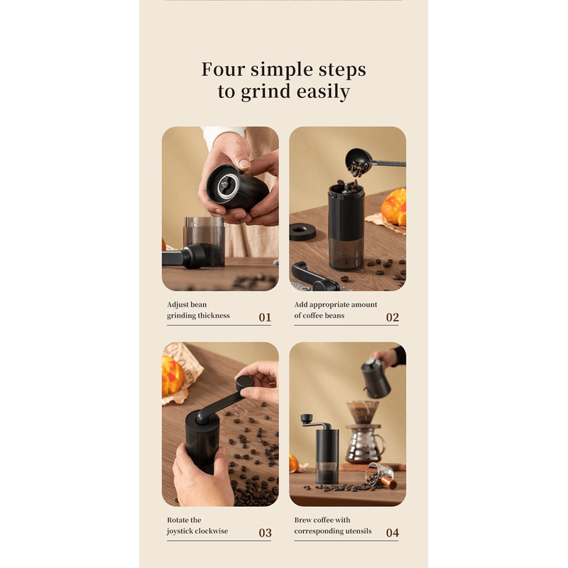 BrewMate Manual Coffee Grinder Adjustable Hand Crank For Travel And Home Brewing 6