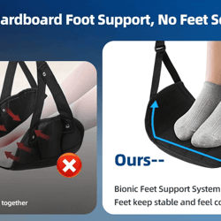 airplane foot hammock with memory foam – adjustable in-flight foot rest for travel comfort