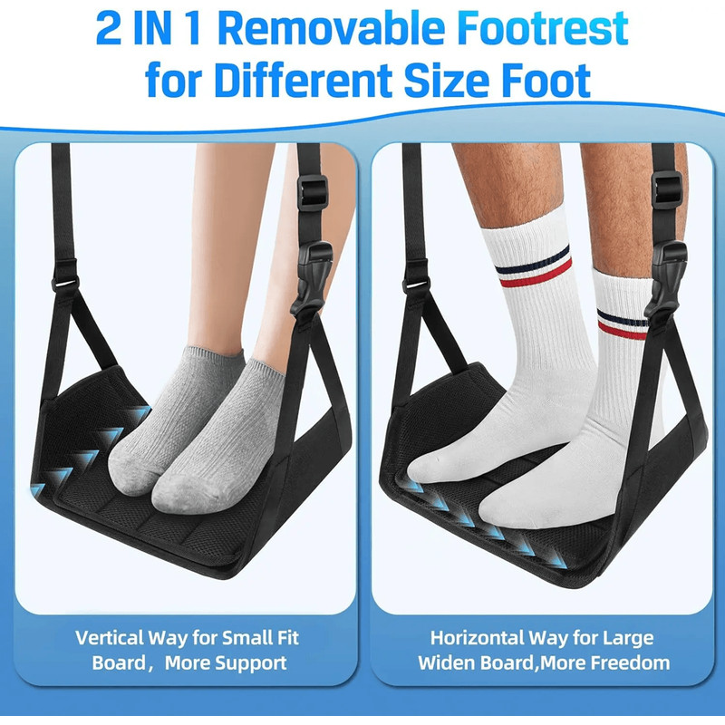Airplane Foot Hammock With Memory Foam  Adjustable InFlight Foot Rest For Travel Comfort 1