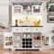 71in Rustic Coffee Bar Cabinet Farmhouse Pantry With Power Outlet And Storage Drawers 2