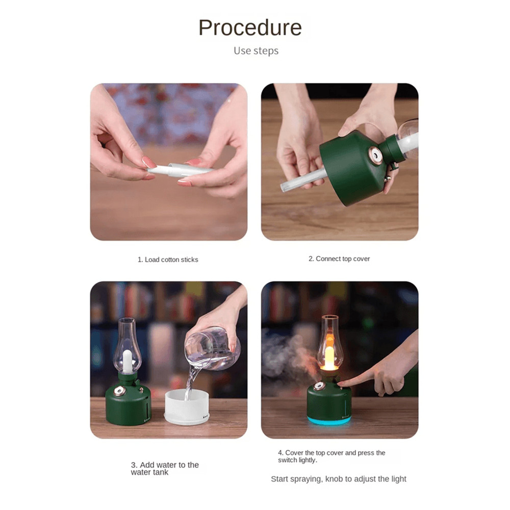 RetroGlow Aroma Diffuser Lamp  USB Cool Mist Humidifier With 7Color LED Lights 7