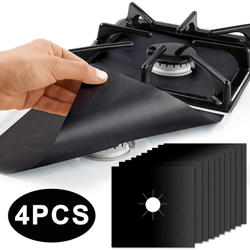 cleanguard reusable stove protector set – 4-piece non-stick gas burner covers for easy kitchen cleaning