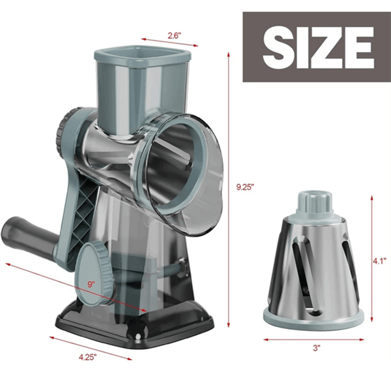 GrateMate 3in1 Rotary Cheese Grater  Manual Vegetable Slicer  Nut Grinder 4
