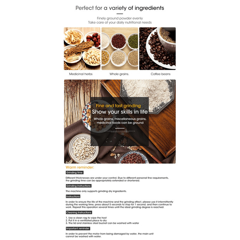 NutriGrind 4Blade Electric Grinder  HighSpeed Coffee Spice  Baby Food Mill 300ml 0