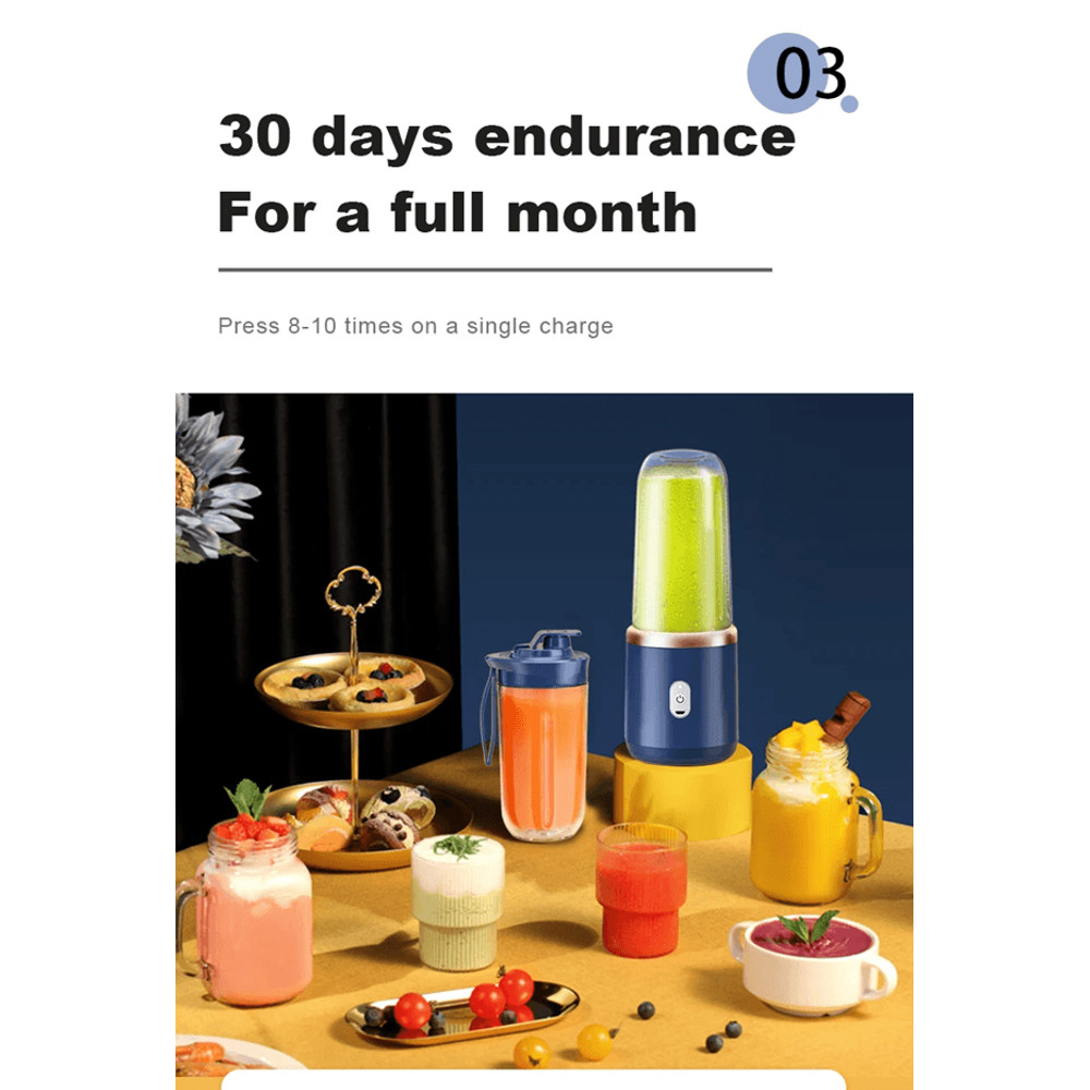 BlendGo Portable Smoothie Blender USB Rechargeable 6Blade Juicer Bottle 3