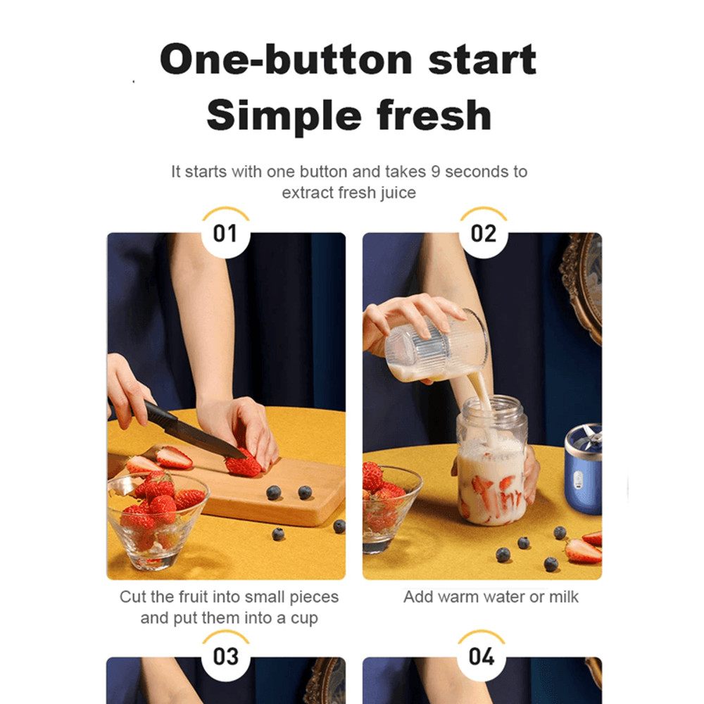 BlendGo Portable Smoothie Blender USB Rechargeable 6Blade Juicer Bottle 5