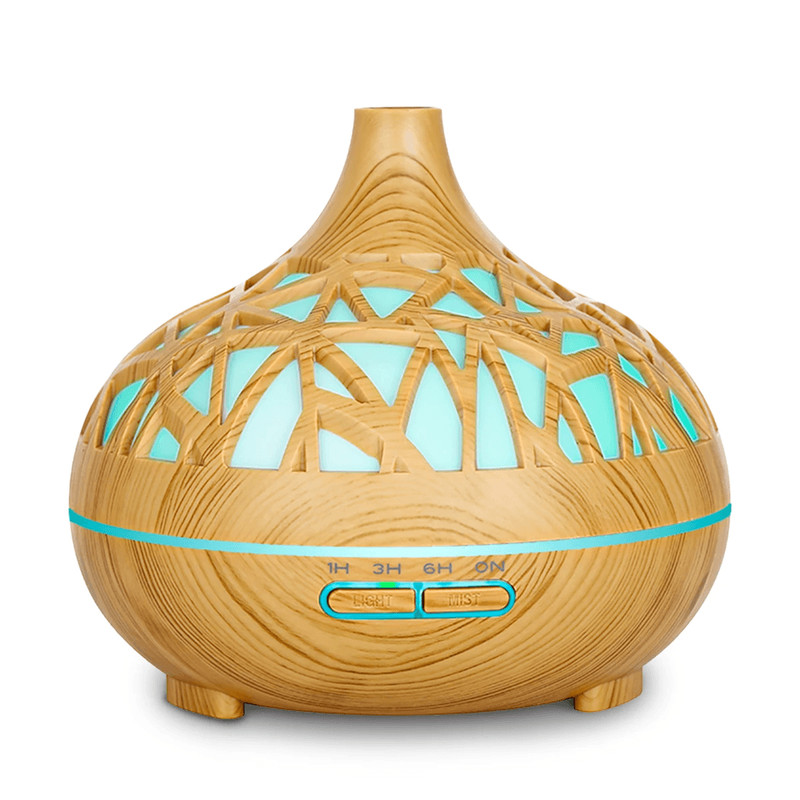 AuraMist Ultrasonic Aroma Diffuser  Wood Grain Cool Mist Humidifier With Remote  7Color LED 5