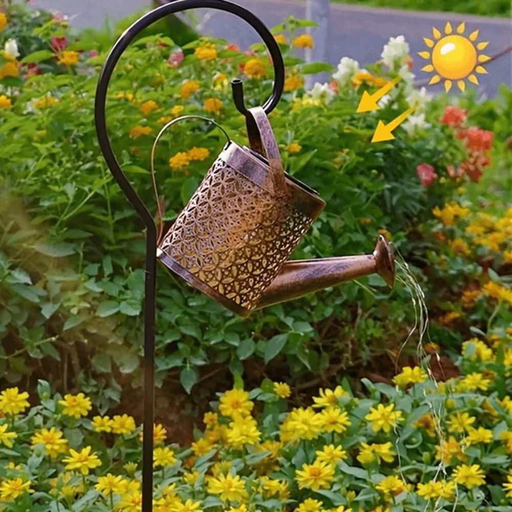 GlowPour Solar Watering Can Light  Outdoor LED Fairy Shower Light For Garden  Patio Decor 4