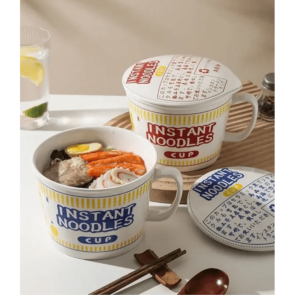 CozyServe Ceramic Noodle Bowl  LargeCapacity Instant Ramen Bowl With Lid For Home  Dorm Use 6