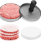 GrillMaster Aluminum Burger Press NonStick Hamburger Patty Maker With Wax Paper For BBQ Kitchen U 4