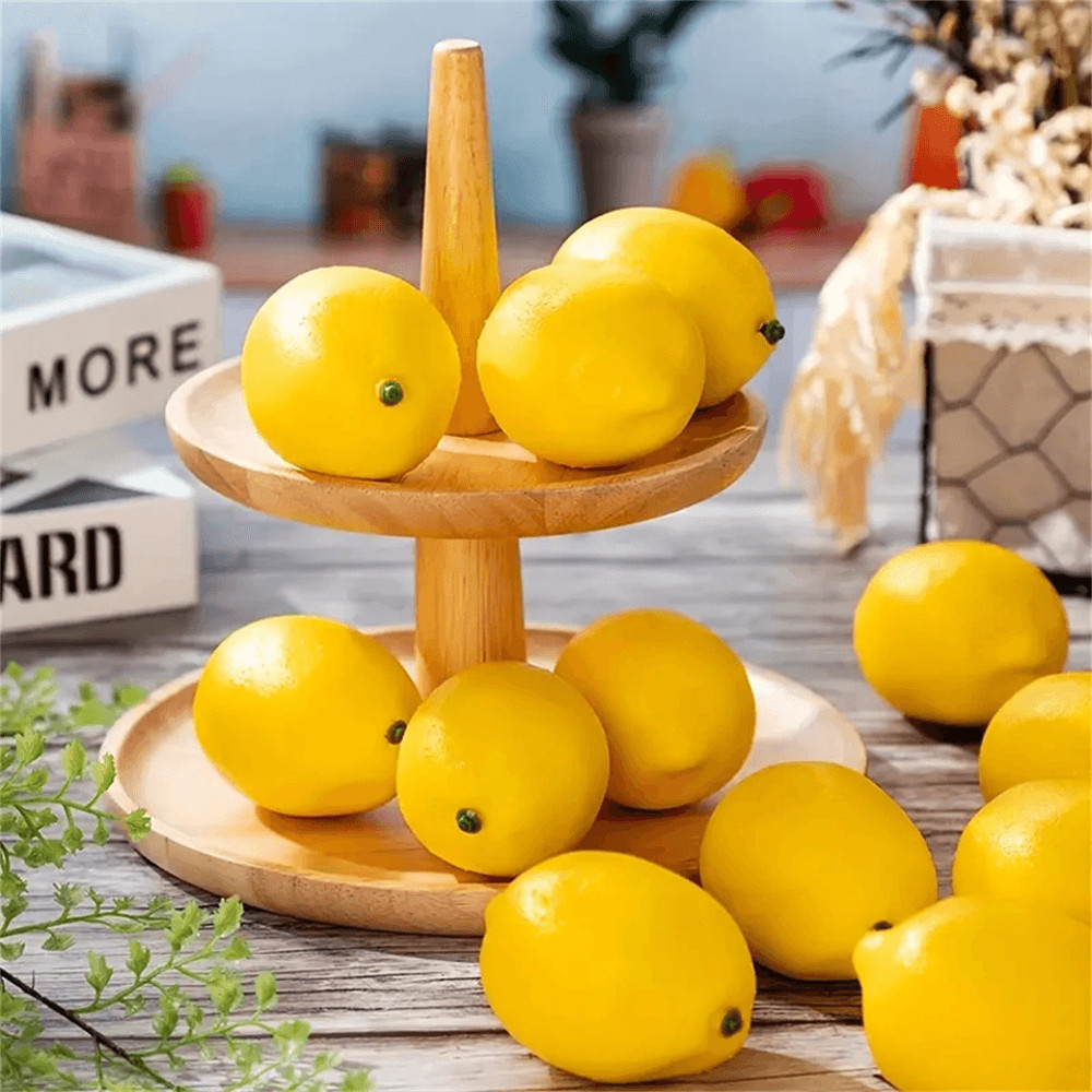 Realistic Artificial Lemons 20pcs Faux Yellow Fruit For Home Event Decor 4