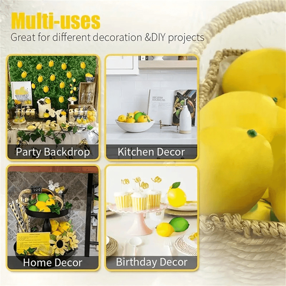 Realistic Artificial Lemons 20pcs Faux Yellow Fruit For Home Event Decor 5