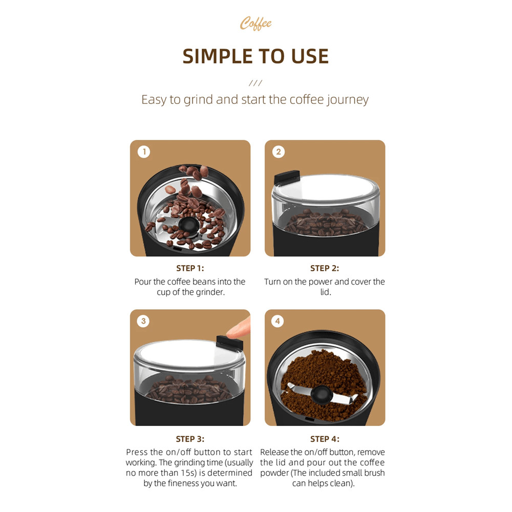 200W Precision Brew Electric Coffee Grinder HighPower MultiUse Bean And Spice Mill 3