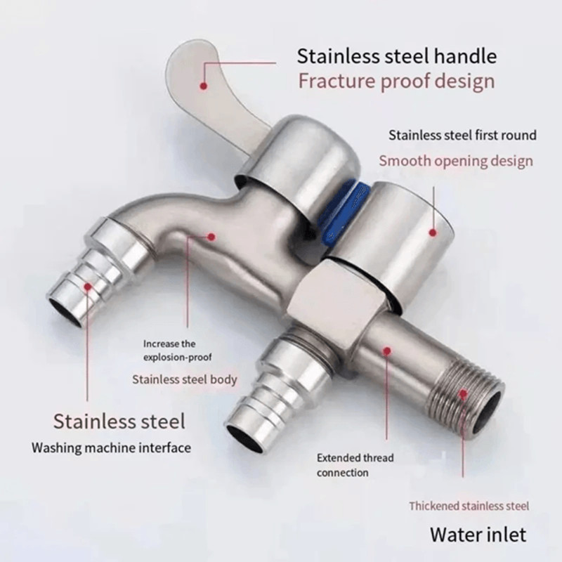 AquaFlow Stainless Steel Dual Outlet Faucet With Independent Controls For Bathroom And Bidet Use 1