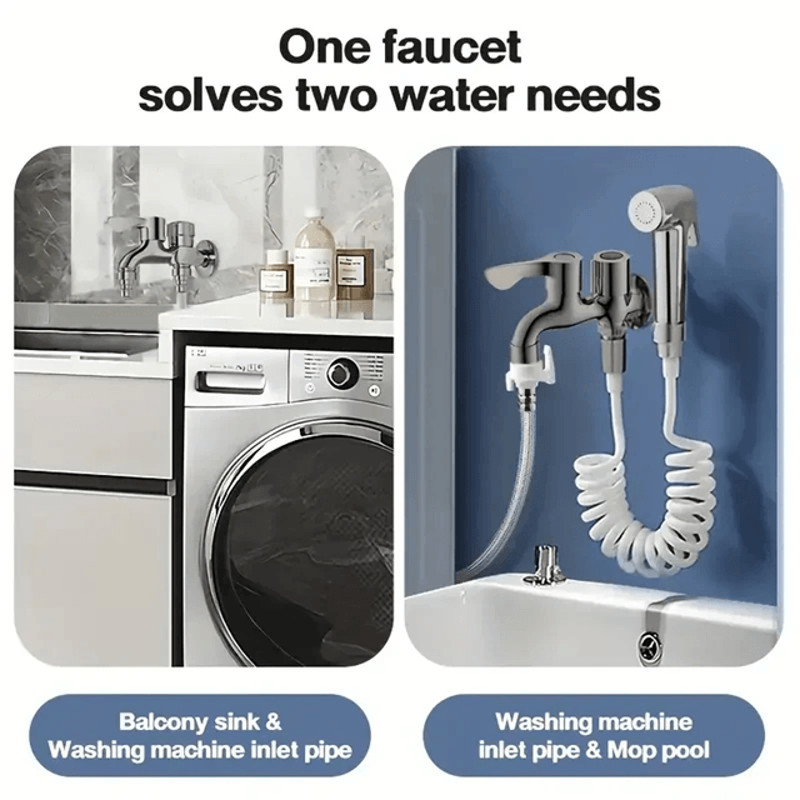 AquaFlow Stainless Steel Dual Outlet Faucet With Independent Controls For Bathroom And Bidet Use 3