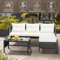 3Piece Outdoor Patio Furniture Set AllWeather Wicker Conversation Set With Chaise Lounge 1