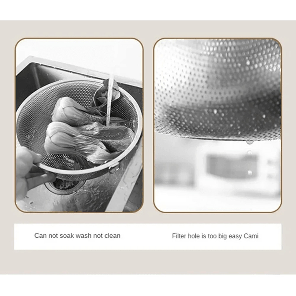 Stainless Steel Rice Washer Strainer Bowl 304 Kitchen Sieve For Rice Fruits And Vegetables 2