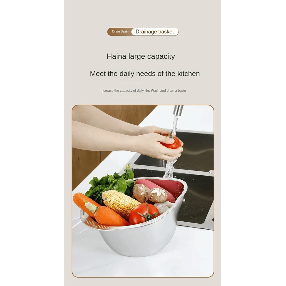 Stainless Steel Rice Washer Strainer Bowl 304 Kitchen Sieve For Rice Fruits And Vegetables 4