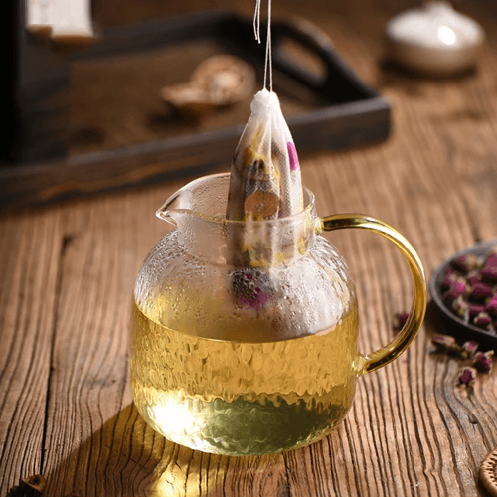 100Pack Disposable Tea Filter Bags  NonWoven Drawstring Infusers For Loose Leaf Tea Herbs And Spice 3