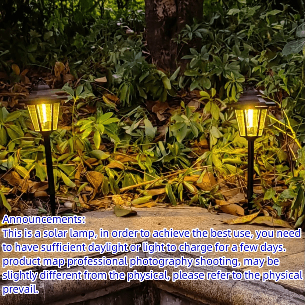 2Pack Vintage Hexagon LED Solar Pathway Lights Weatherproof Outdoor Garden Decor 0