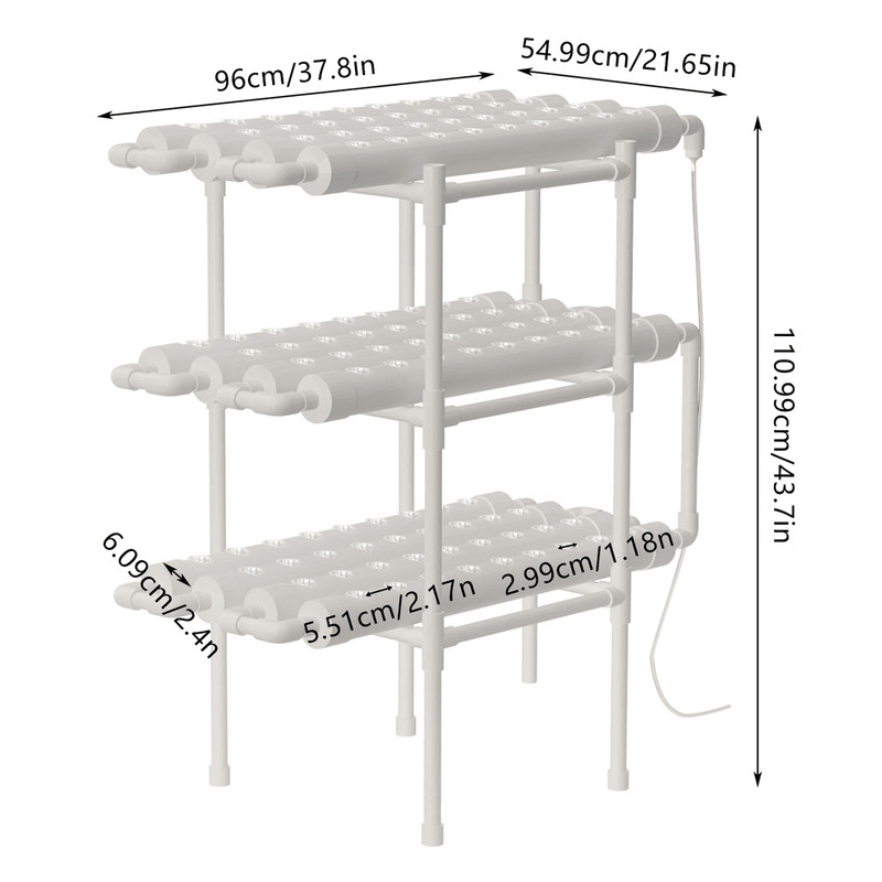 3Layer Hydroponic Growing System Kit  108Site Soilless Garden With FoodGrade PVC Pipes 1