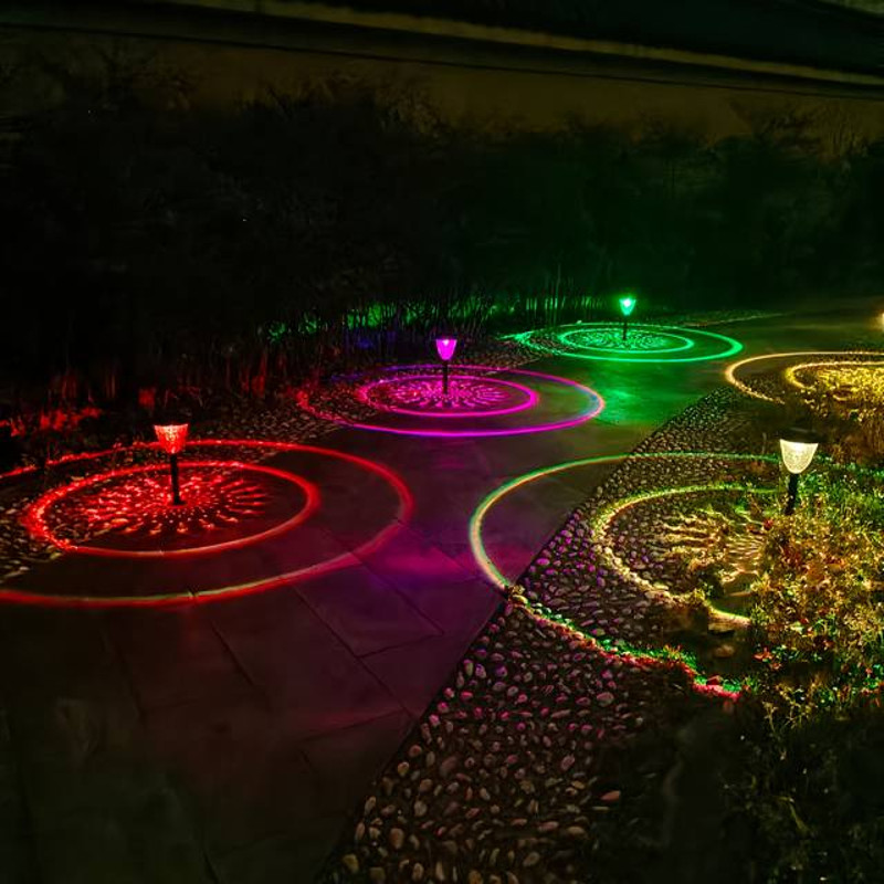Decorative Solar Powered Pathway Light  Waterproof LED Garden Lamp With Circle Shadow Effect 2