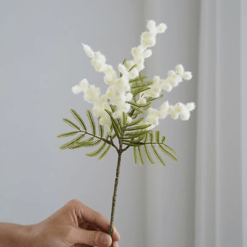 Yellow Artificial Mimosa Flower Spray AcaciaInspired Faux Cherry Branch For Home Wedding Or Table 0