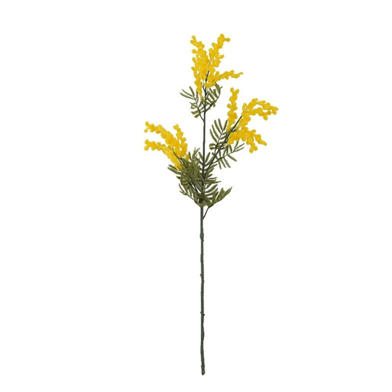Yellow Artificial Mimosa Flower Spray AcaciaInspired Faux Cherry Branch For Home Wedding Or Table 4