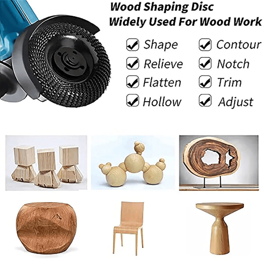 4Inch Wood Carving Disc For Angle Grinders HeavyDuty Shaping Grinding Wheel For Rapid Wood Remova 4
