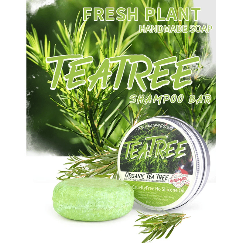 Refreshing Tea Tree Essential Oil Shampoo Handmade Herbal Formula For Oily Scalp Dandruff Control 0