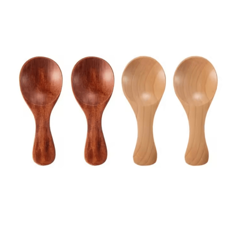 Mini Wooden Spice Spoons Set Of 4 Natural ShortHandle Scoops For Kitchen Tea And Condiments 9