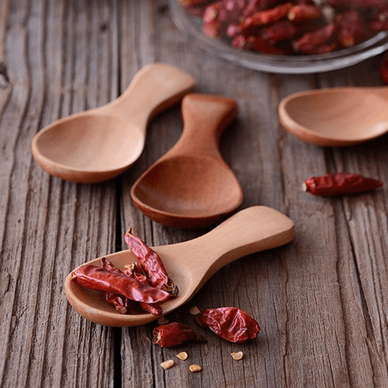 Mini Wooden Spice Spoons Set Of 4 Natural ShortHandle Scoops For Kitchen Tea And Condiments 4
