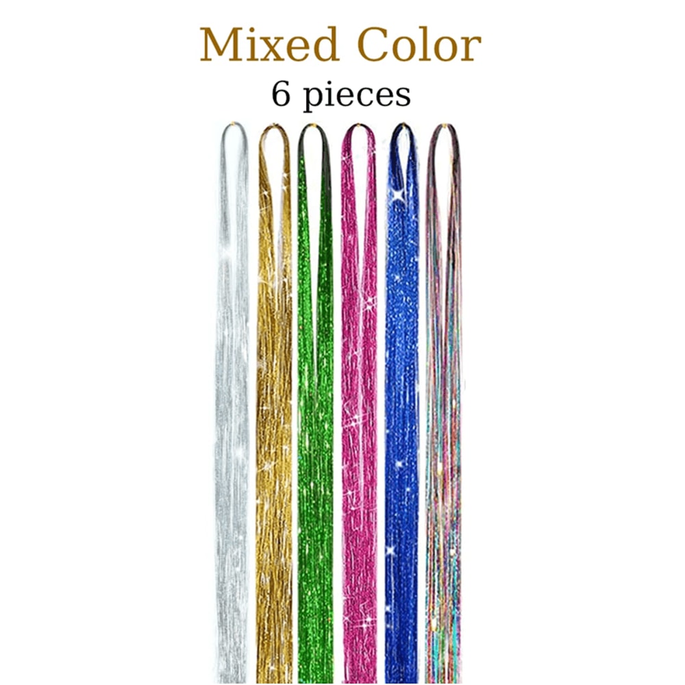 48 Inch Fairy Hair Tinsel Kit 1200 Sparkling Hair Extensions In 12 Colors 2