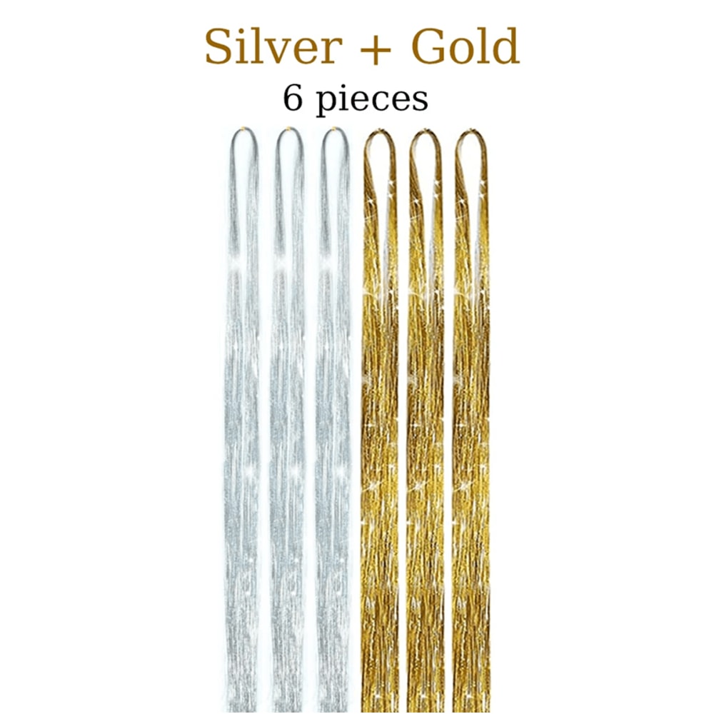 48 Inch Fairy Hair Tinsel Kit 1200 Sparkling Hair Extensions In 12 Colors 3