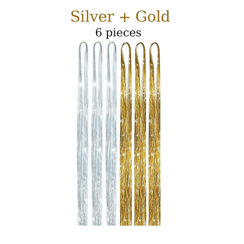 48 Inch Fairy Hair Tinsel Kit 1200 Sparkling Hair Extensions In 12 Colors 19