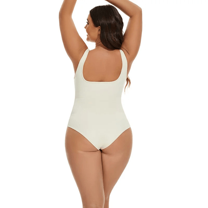 GUUDIA Ribbed Tummy Control Bodysuit Light Compression Shapewear With Open Crotch Design 1