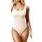 GUUDIA Ribbed Tummy Control Bodysuit Light Compression Shapewear With Open Crotch Design 4