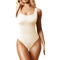 GUUDIA Ribbed Tummy Control Bodysuit Light Compression Shapewear With Open Crotch Design 4
