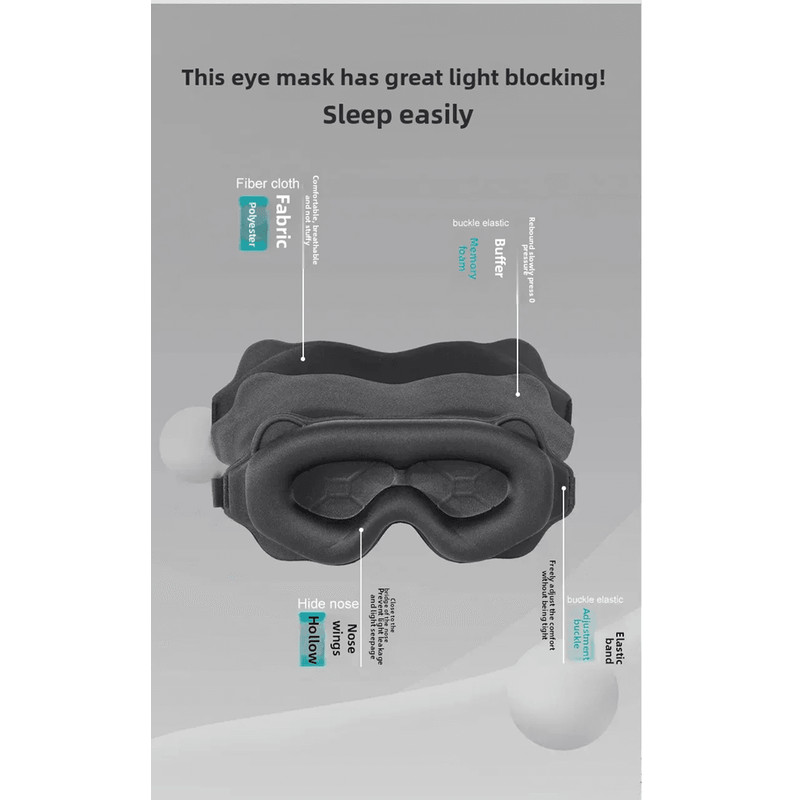 3D Contour Sleep Mask  Light Blocking Eye Mask For Sleeping And Travel Comfort 2