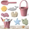 Silicone Kids Beach Toy Set Durable Sand Bucket And Shovel For Outdoor Play And Travel 6