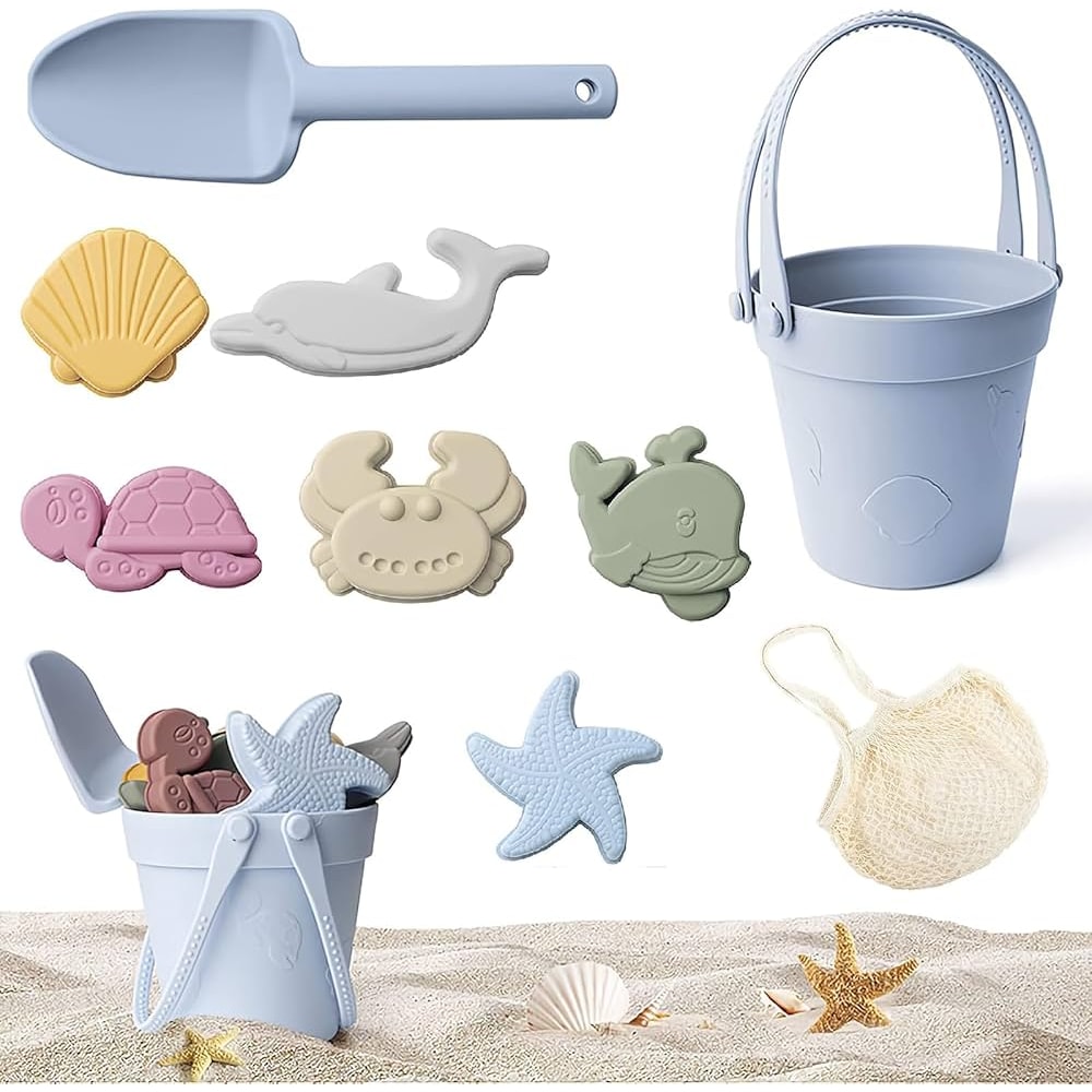 Silicone Kids Beach Toy Set Durable Sand Bucket And Shovel For Outdoor Play And Travel 3