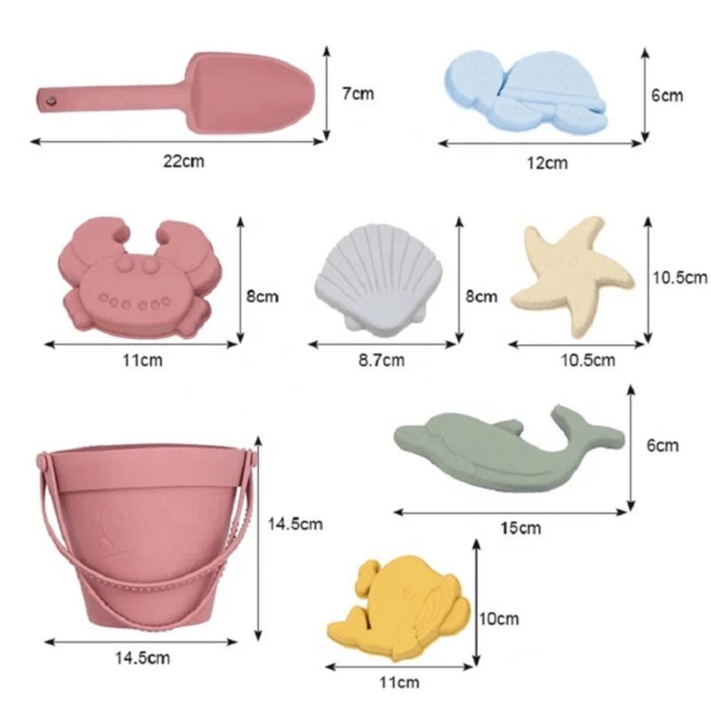 Silicone Kids Beach Toy Set Durable Sand Bucket And Shovel For Outdoor Play And Travel 2
