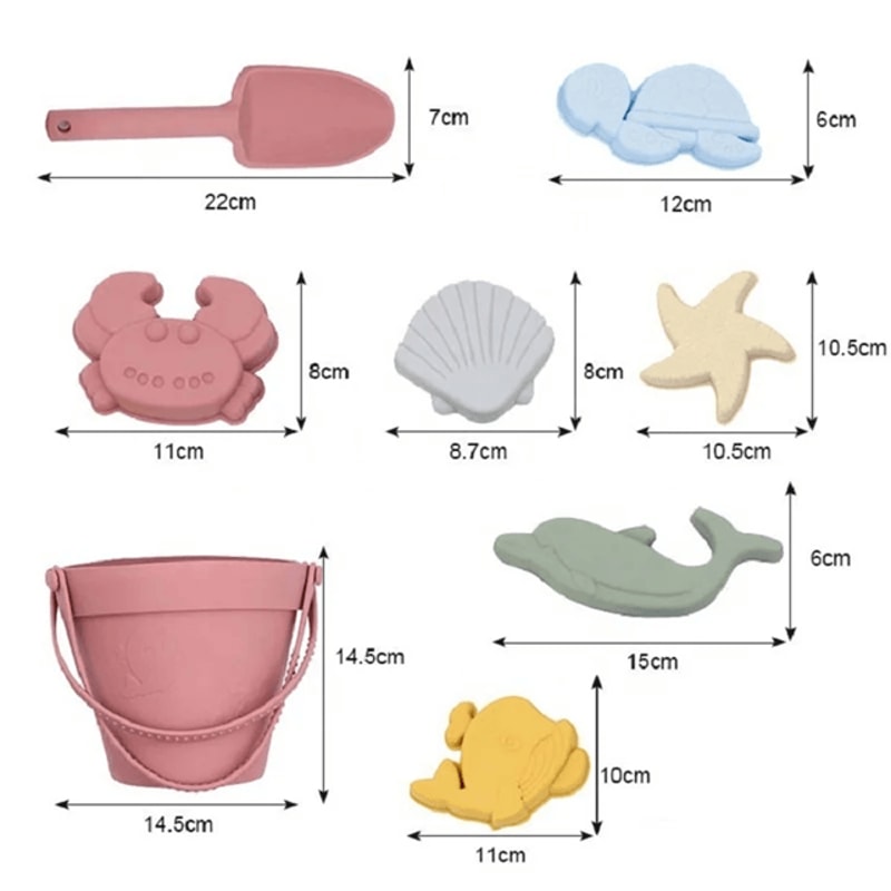 Silicone Kids Beach Toy Set Durable Sand Bucket And Shovel For Outdoor Play And Travel 2