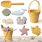 Silicone Kids Beach Toy Set Durable Sand Bucket And Shovel For Outdoor Play And Travel 4