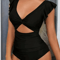 Contrast Mesh One Piece Swimsuit V Neck Tummy Control Backless Swimwear For Women 2