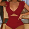 Contrast Mesh One Piece Swimsuit V Neck Tummy Control Backless Swimwear For Women 3